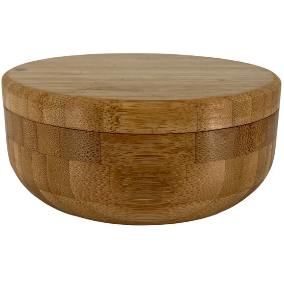 Totally Bamboo Salt & Pepper Double Bowl Storage Box Keeper Magnetic Swivel Top - Picture 3 of 16